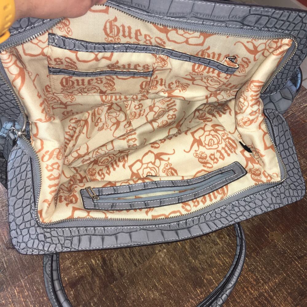 Guess Vintage Y2k Croc Embossed Leather Large Satchel… - Gem